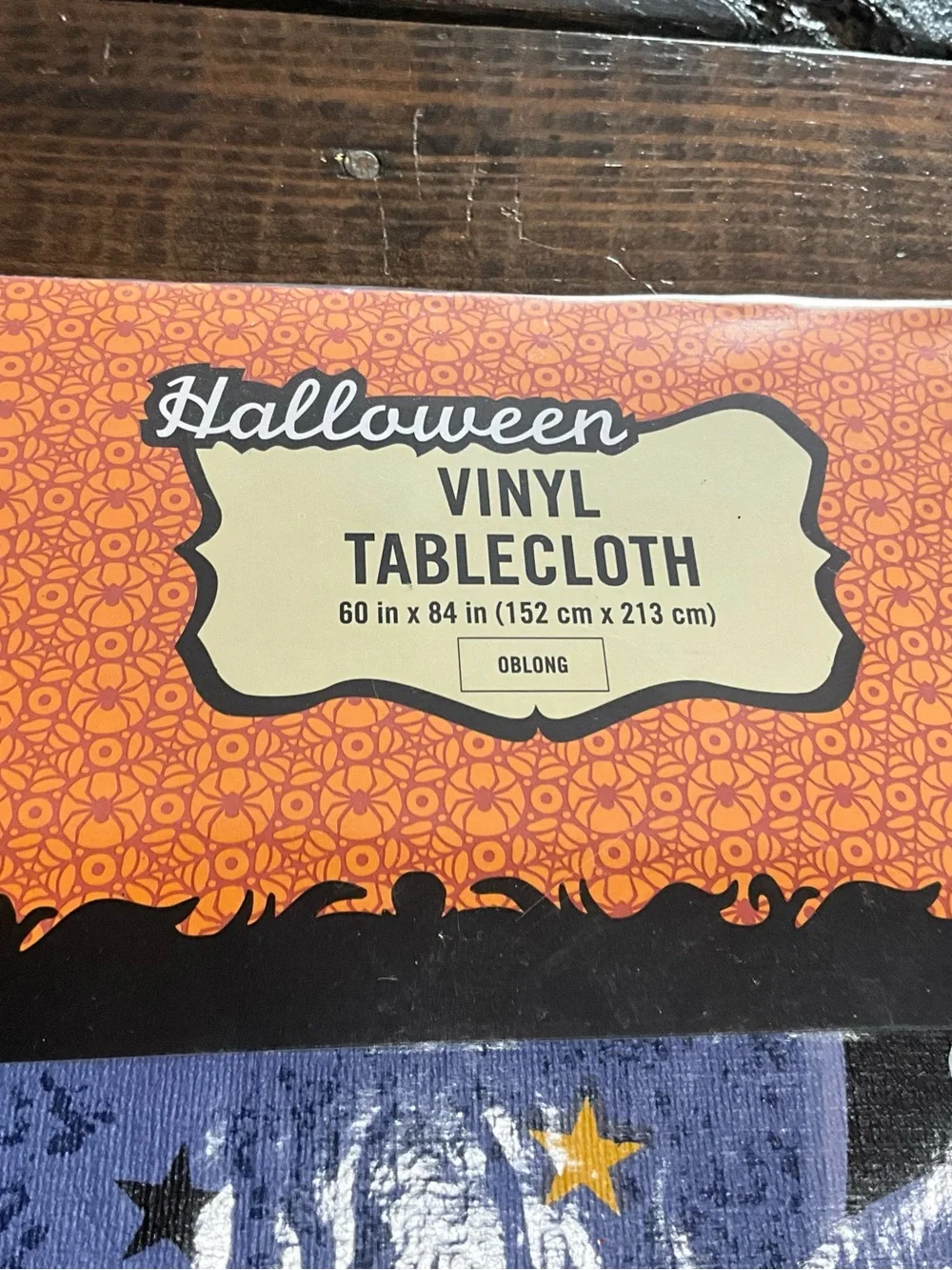 Lot of 2 Halloween Decorations Vinyl Tablecloth Creepy Cola Wrappers NOS